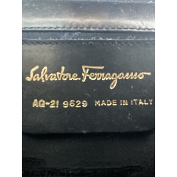 Salvatore Ferragamo Gancini Black Leather Gold Tone Chain Crossbody Shoulder Bag - Picture 4 of 16